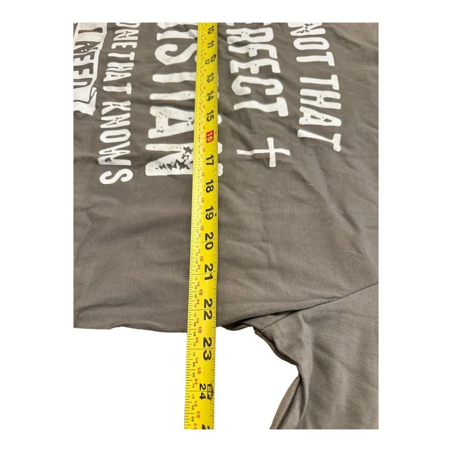 Mens Christian Graphic T-Shirt Brown XXL I Need Jesus Message Grey Short Sleeve