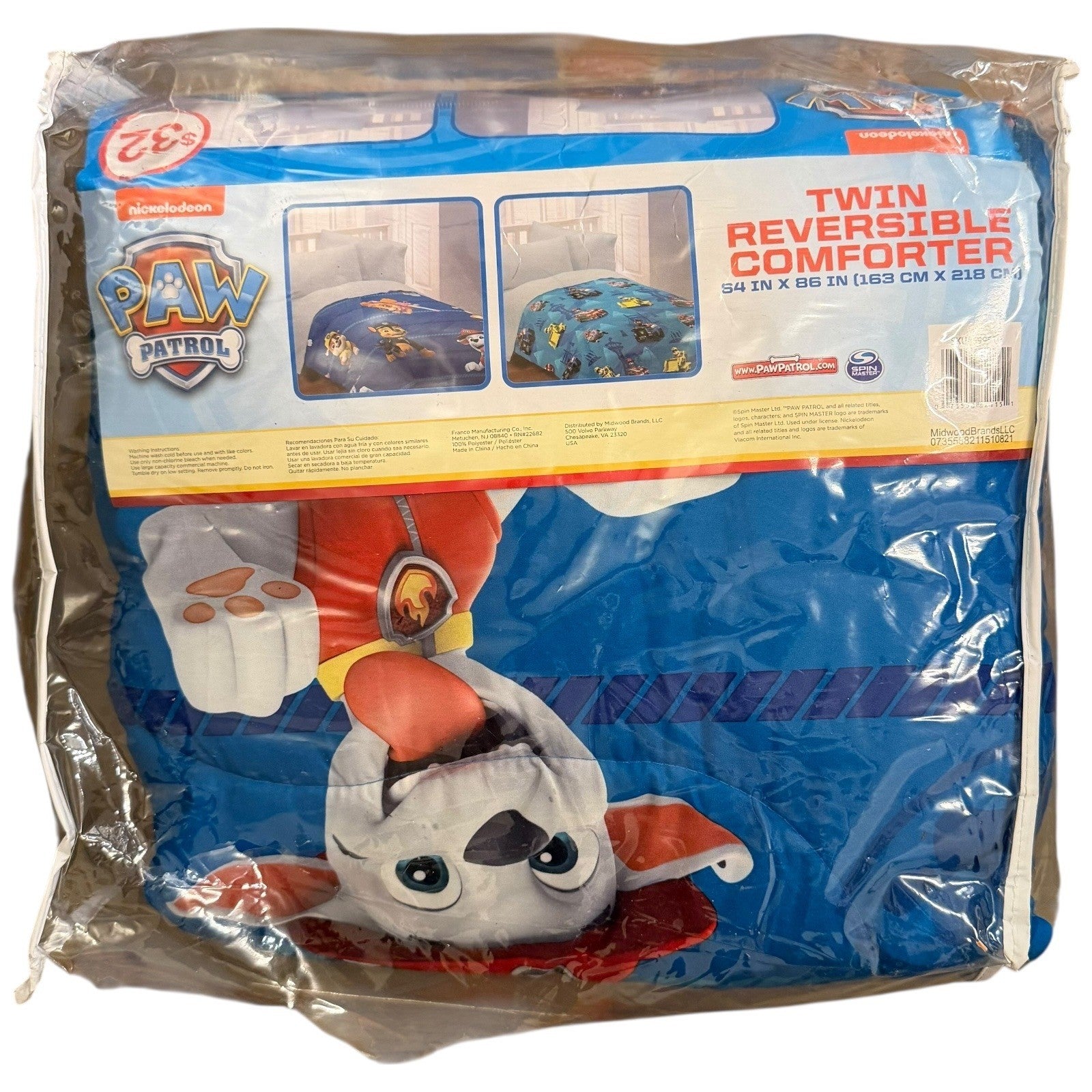 Nickelodeon Paw Patrol Twin Reversible Comforter Super Soft Kids Bedding