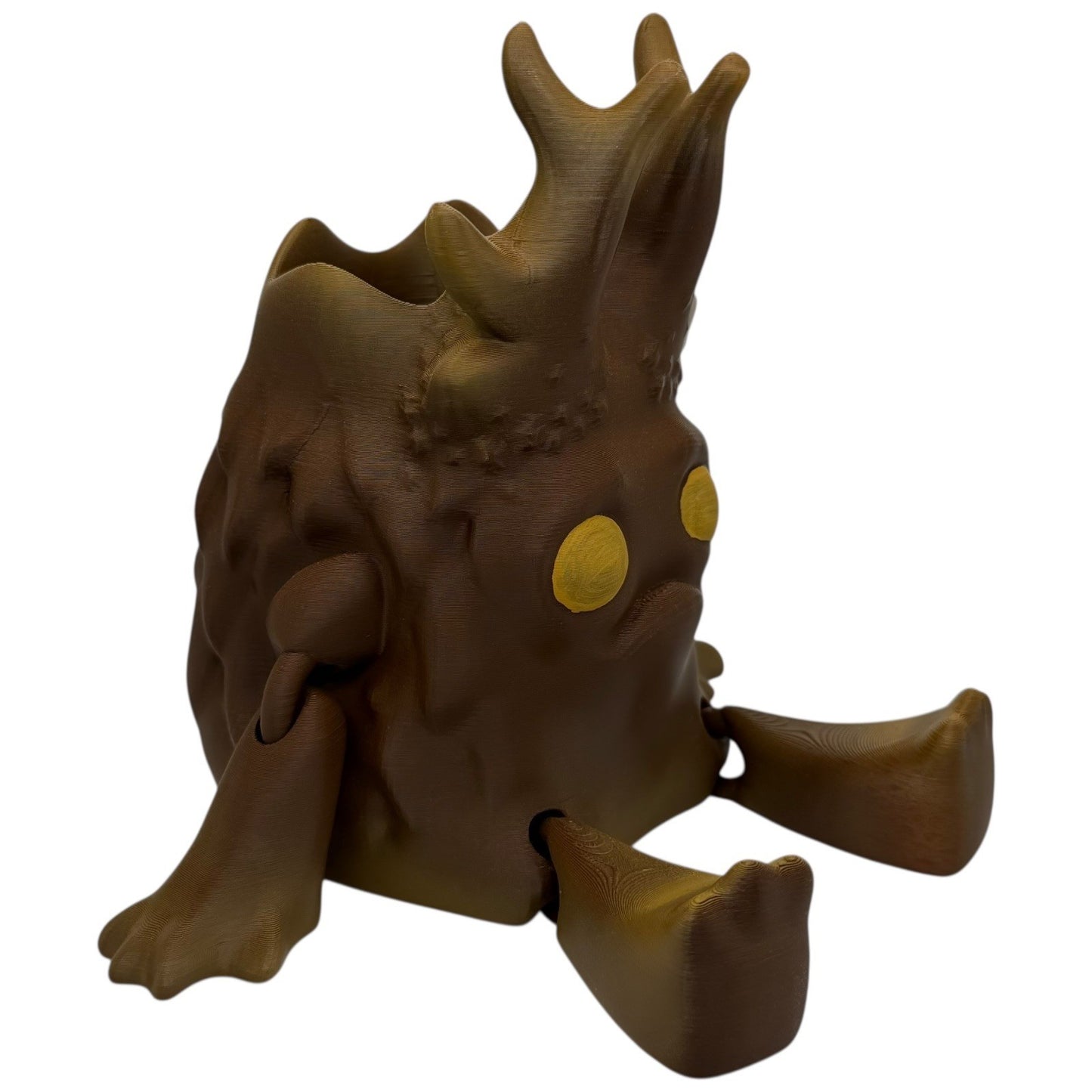 Brown 3D Printed Creature Planter / Pen Holder – 6" Fantasy Shelf Decor