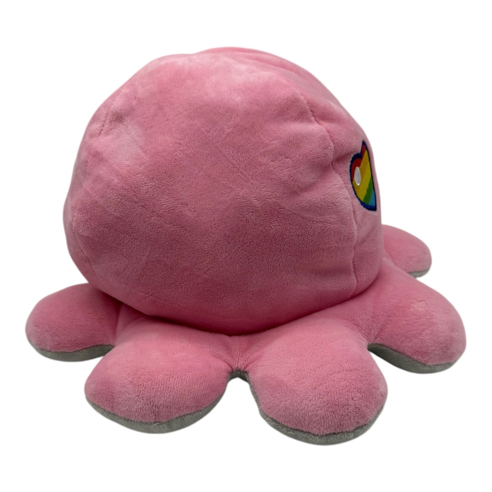 Teeturtle - The Original Reversible Octopus Plushie - Grey + Pink Rainbow Eyes