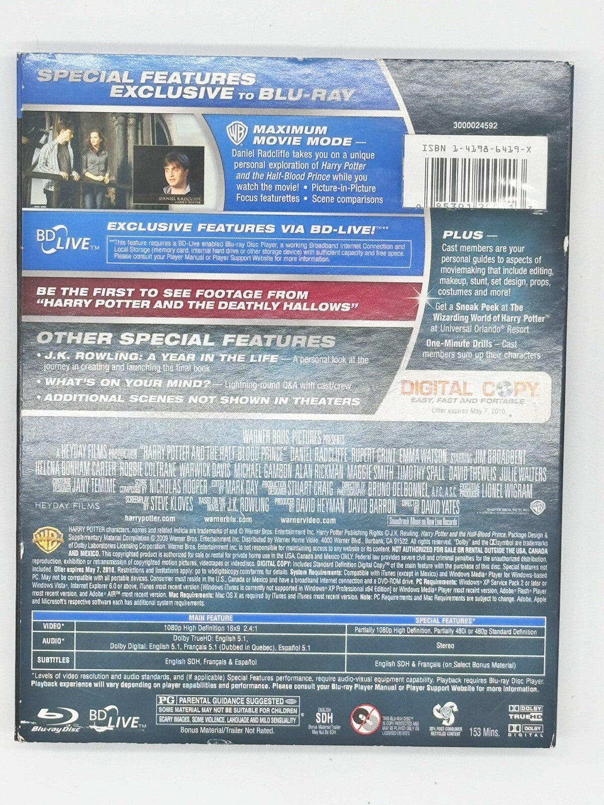 Harry Potter and the Half-Blood Prince-two disc set-Blu Ray and DVD-year six