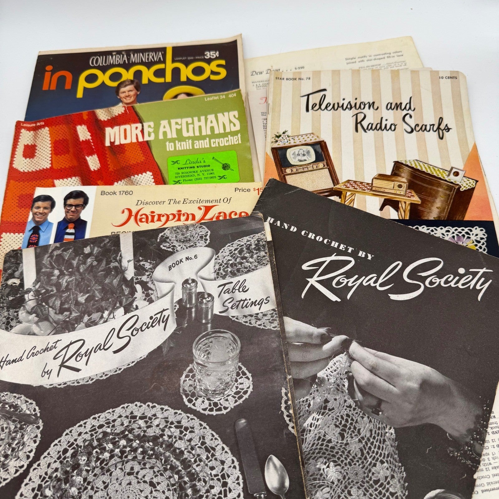 Vintage Crochet Pattern Book Large Lot Granny Squares Afghans Doilies 1940s-80s