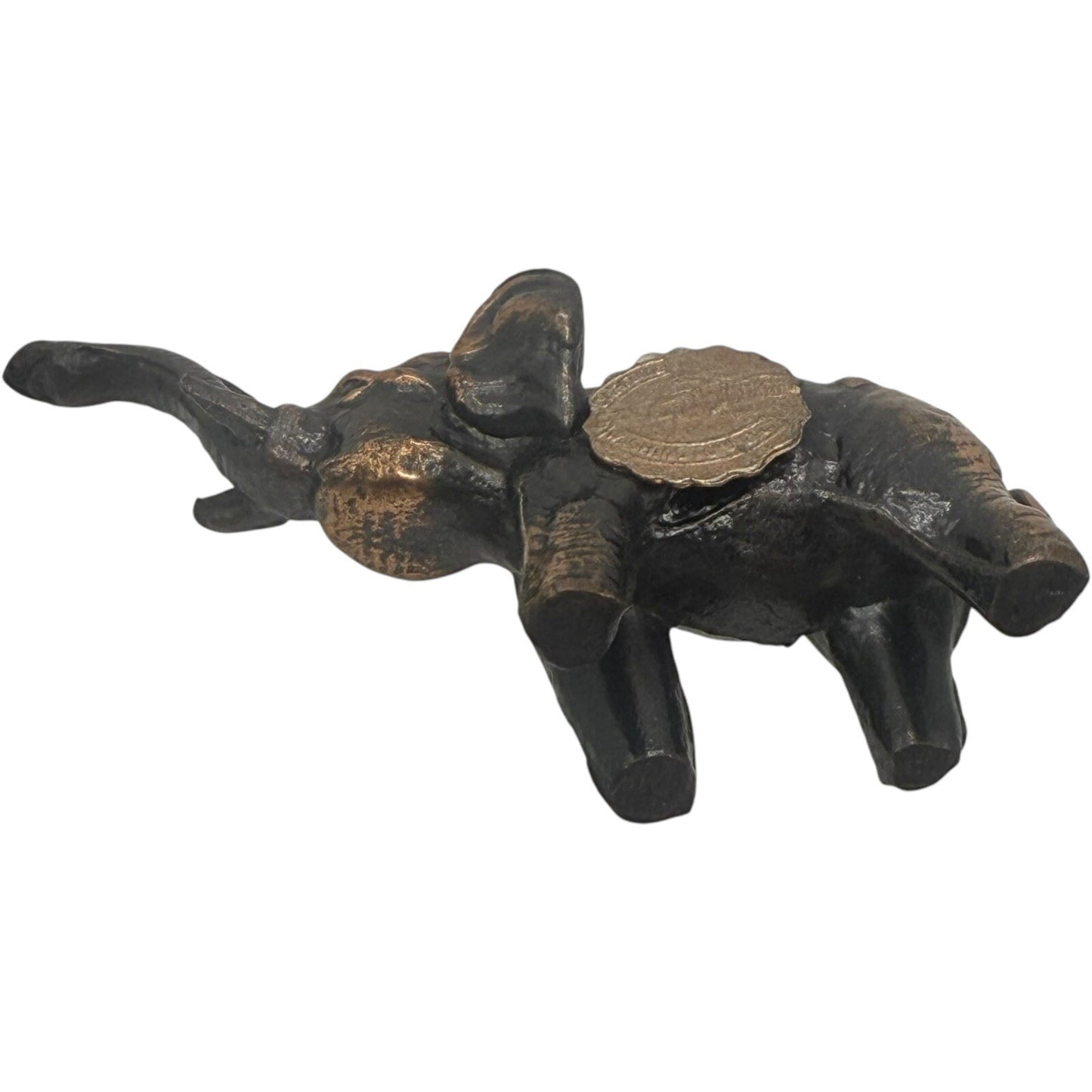 VTG Elephant Statue Figurine Trunk Up Good Luck Bronze Finish Home Decor