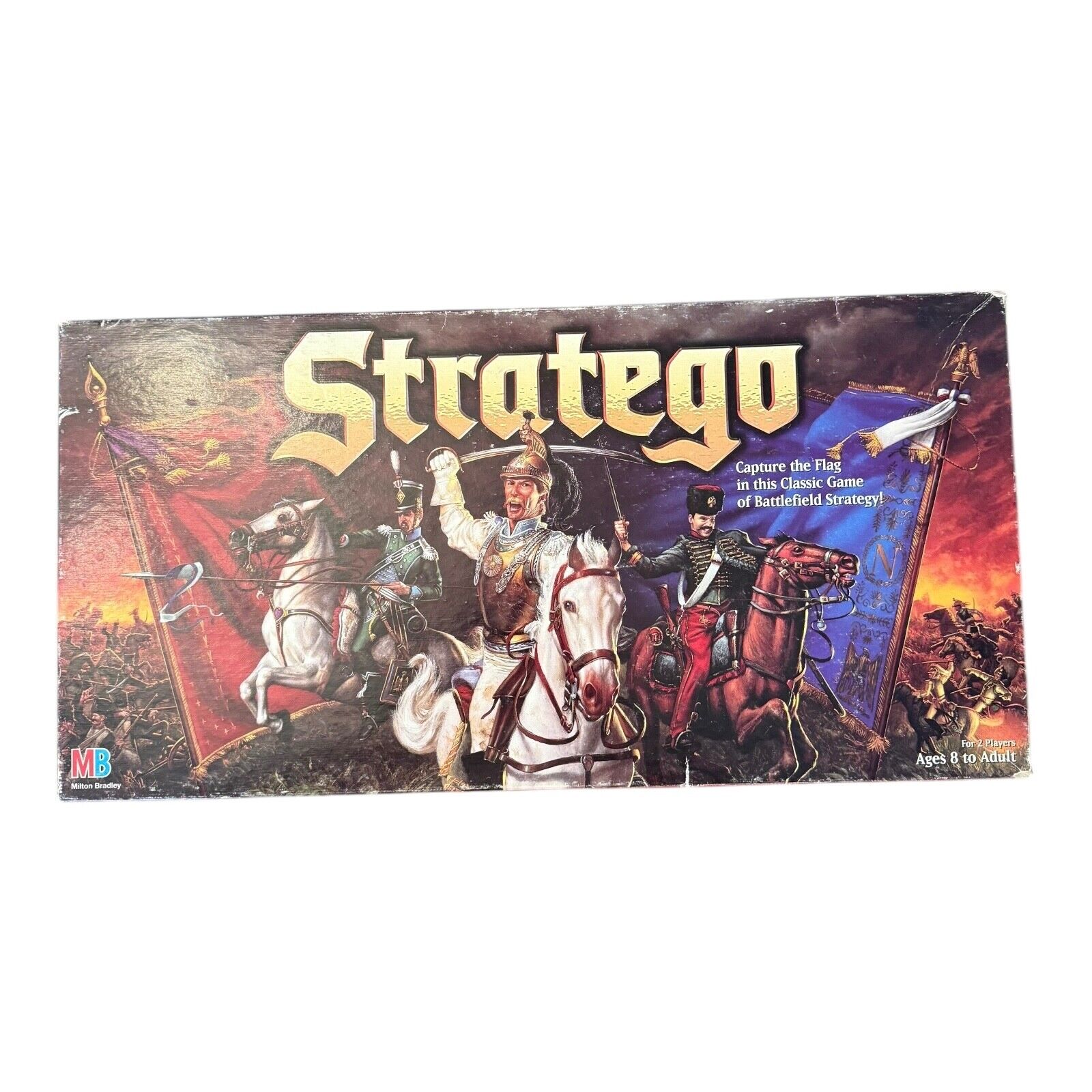 Stratego Strategy Game 1996 Milton Bradley Vintage with Castle Backdrop