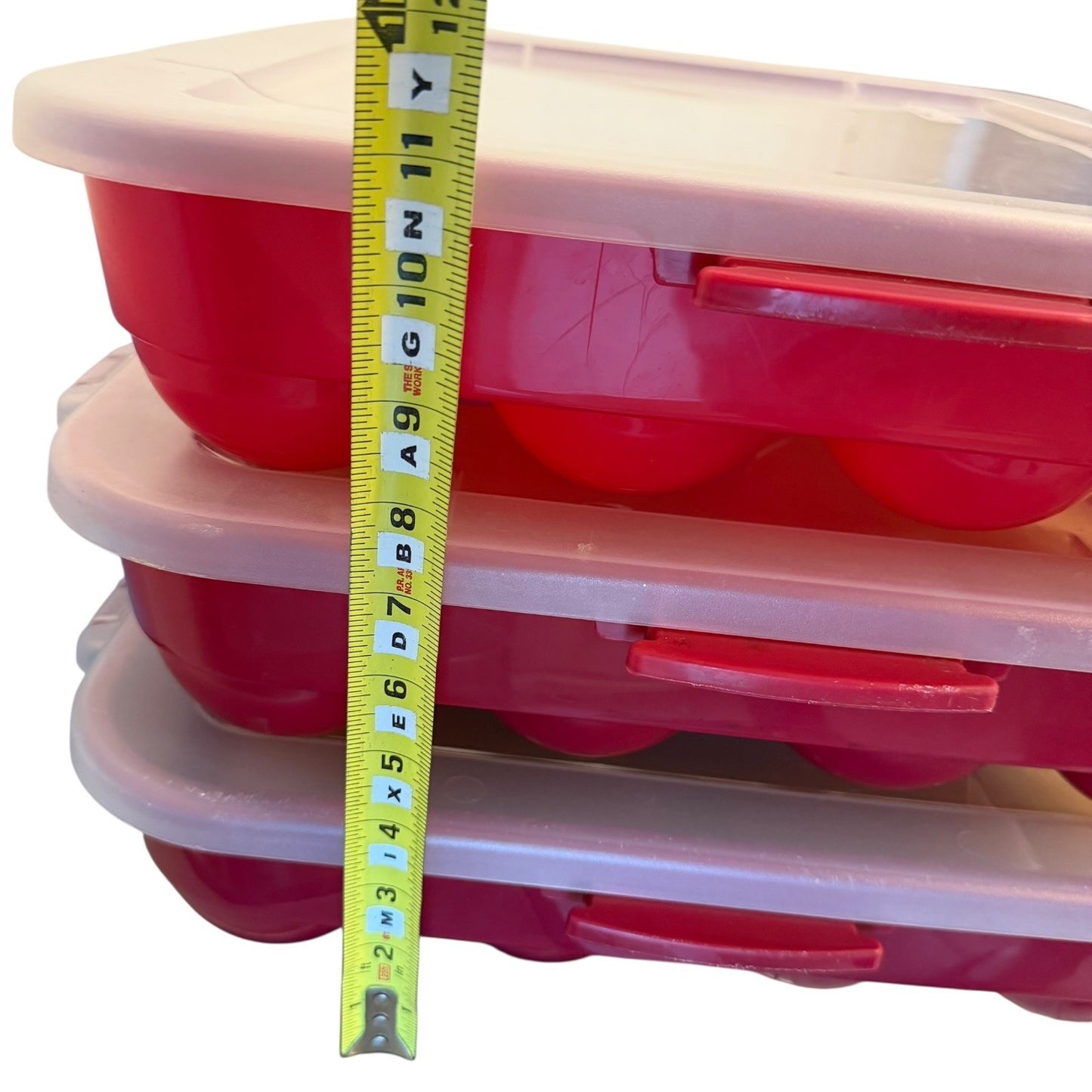 Sterilite 1976LAB Ornament Case Set of 3 Red Plastic 20-Count Storage Trays
