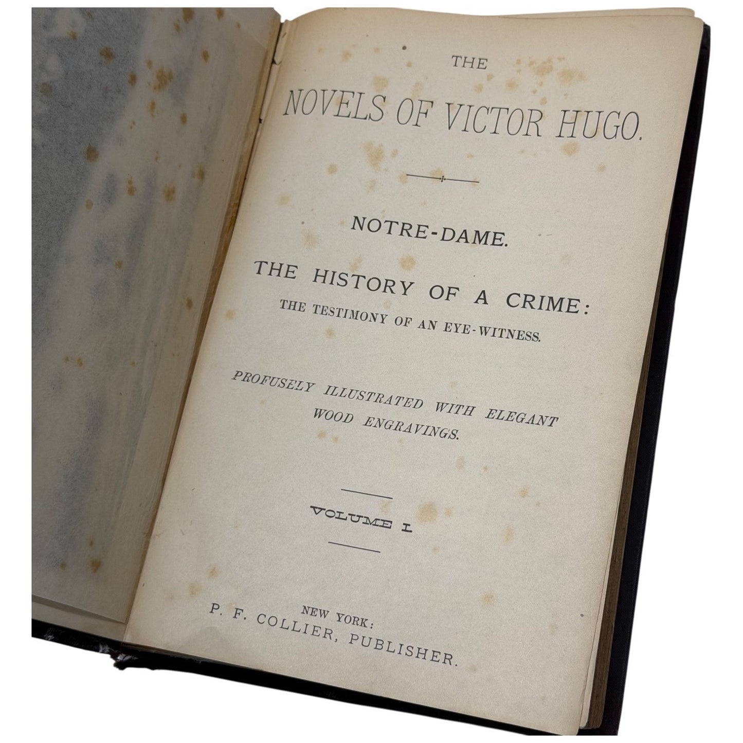 Antique Victor Hugo Novels Illustrated Book Volume 1 Notre Dame Crime