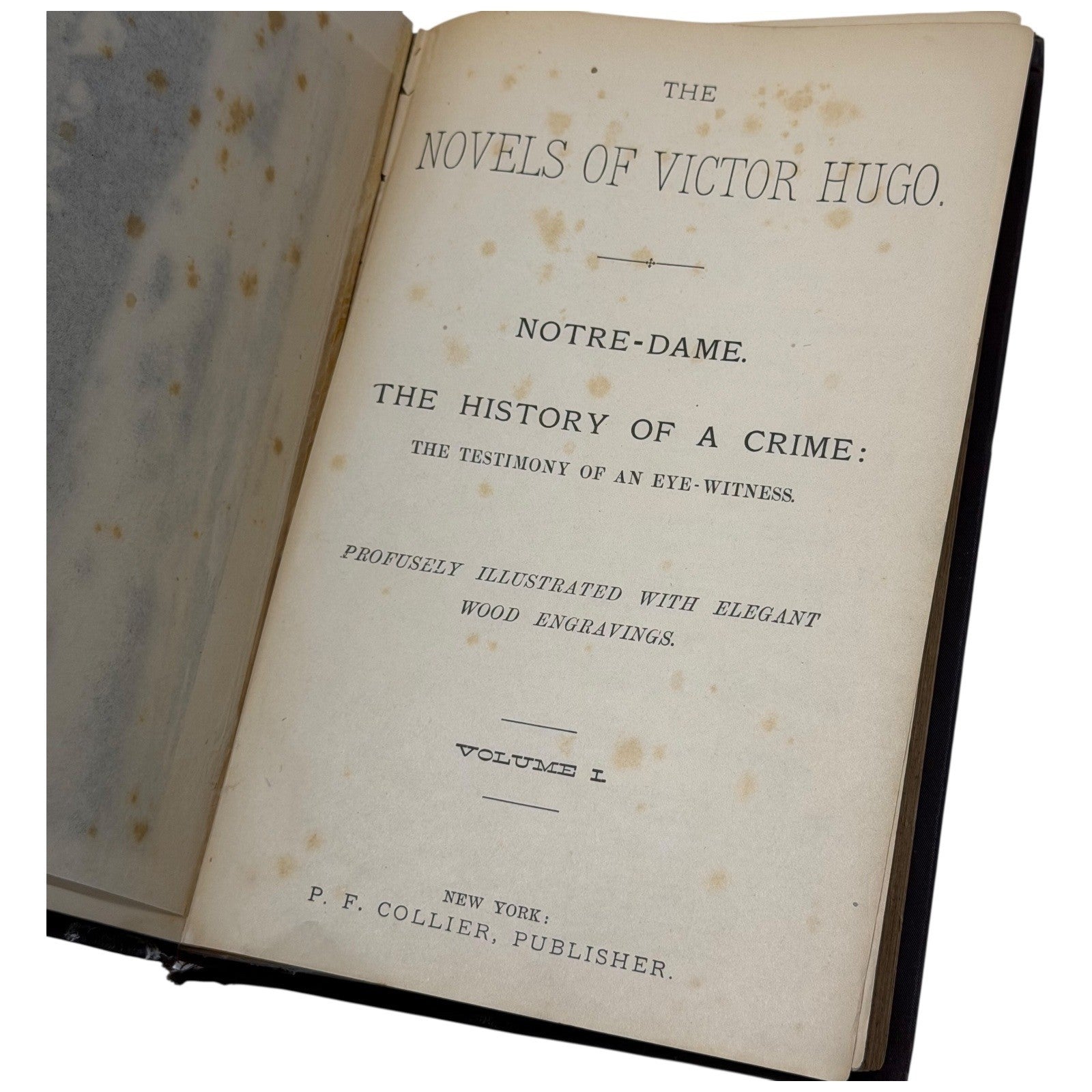 Antique Victor Hugo Novels Illustrated Book Volume 1 Notre Dame Crime