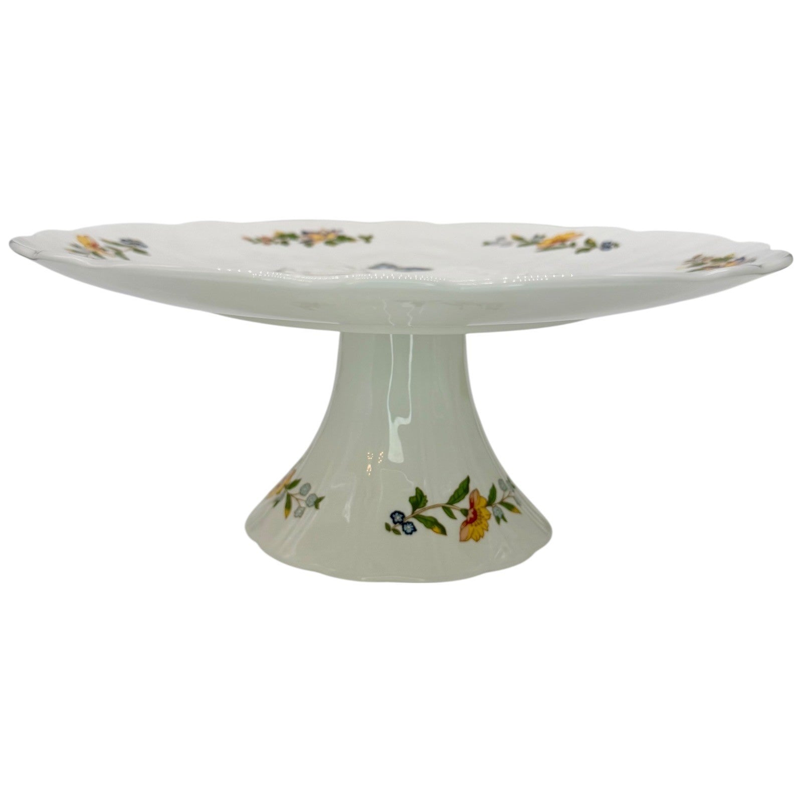 Aynsley Cottage Garden Fine Bone China Footed Cake Stand Floral Butterfly