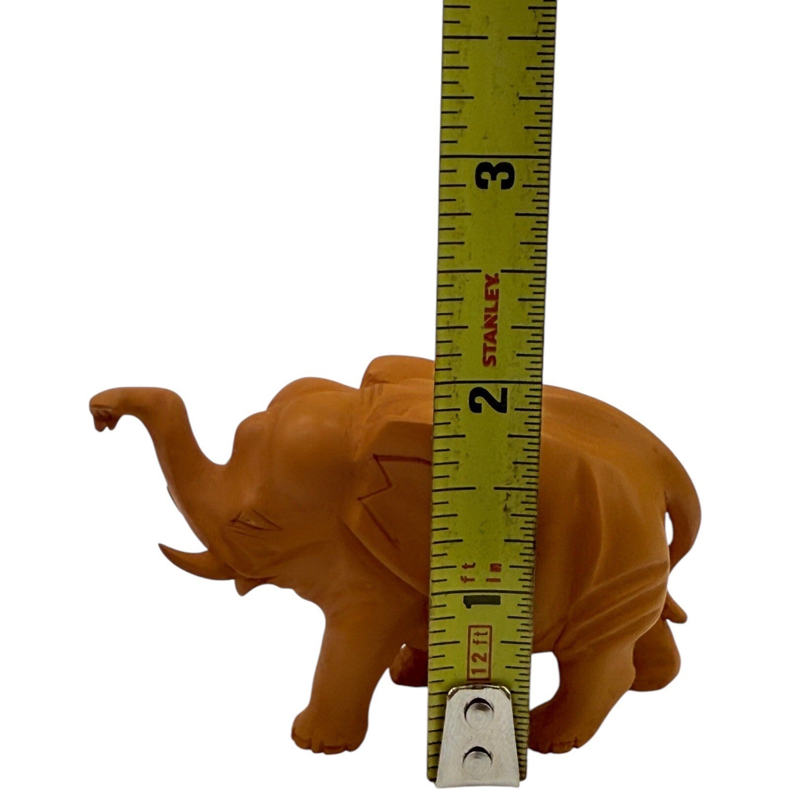 Hand Carved Wooden Elephant Figurine Trunk Up Good Luck Home Decor Statue