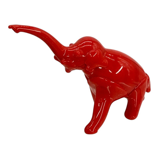 Red Glass Elephant Figurine Trunk Up Good Luck Home Decor Shelf Sitter Small