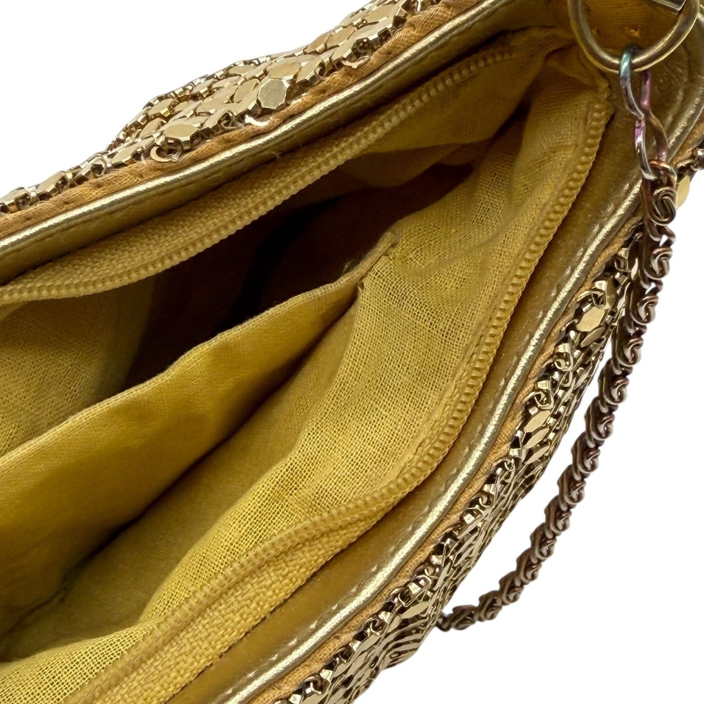 Whiting & Davis Vintage Gold Metal Mesh Shoulder Bag Evening Purse Chain Strap