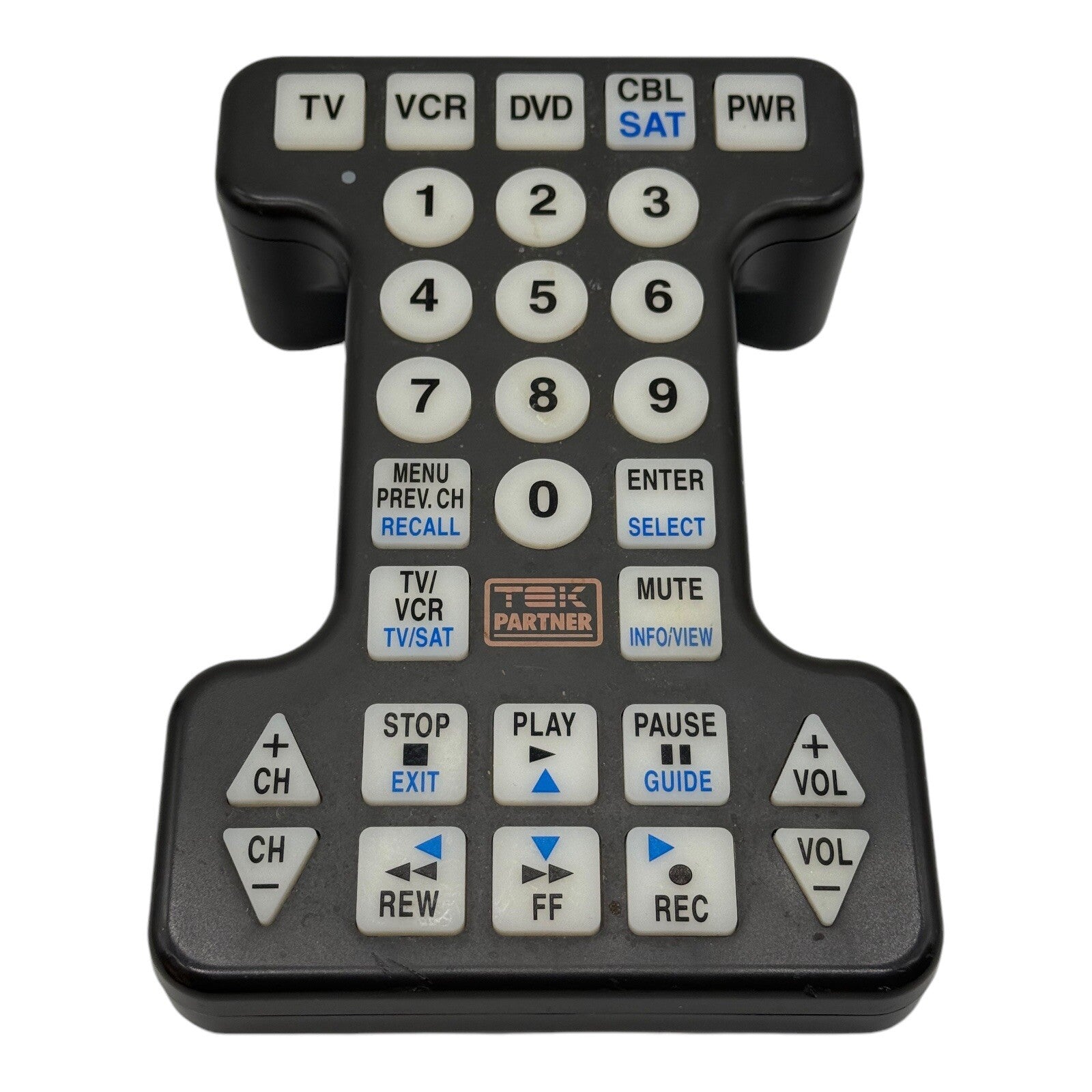 Tek Partner Lighted Button Extra Large Universal Remote Control BW-0561-Gray
