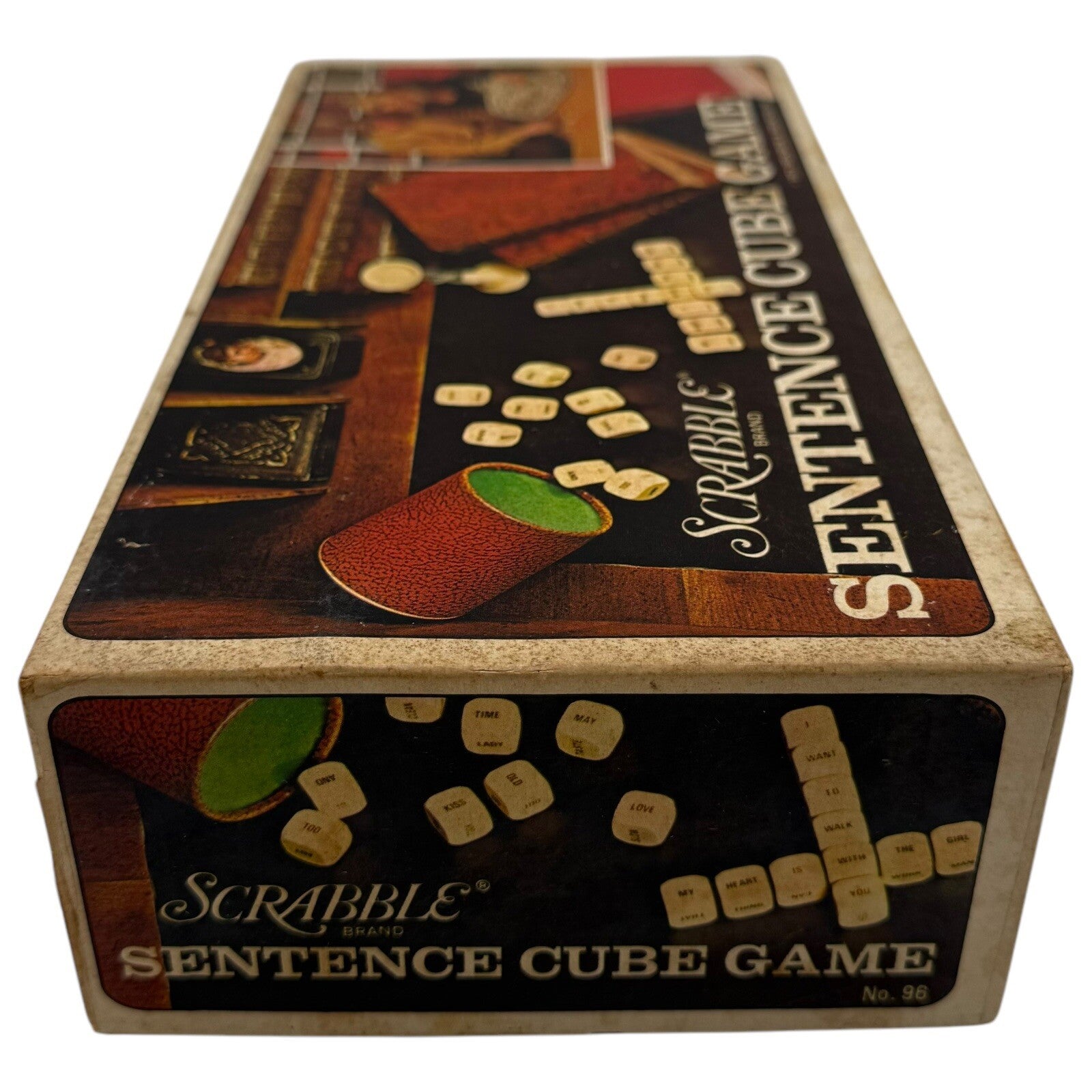 Scrabble Sentence Cube Word Game – 1971 Vintage Wooden Dice Set