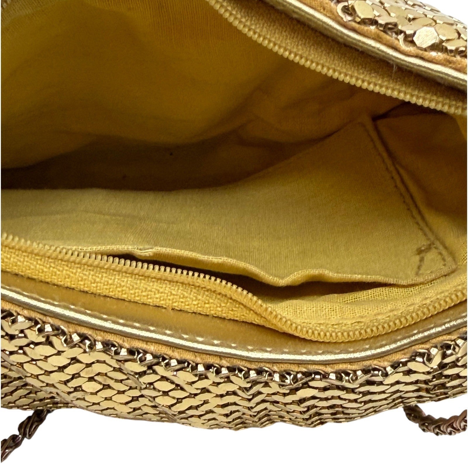 Whiting & Davis Vintage Gold Metal Mesh Shoulder Bag Evening Purse Chain Strap