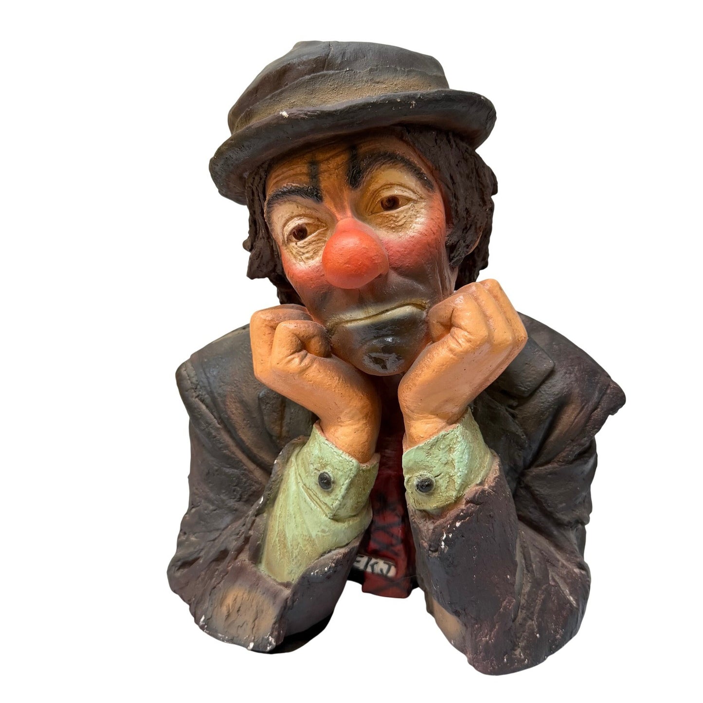 Vintage Sad Hobo Clown Bust Statue Hand Painted Emmett Kelly Style