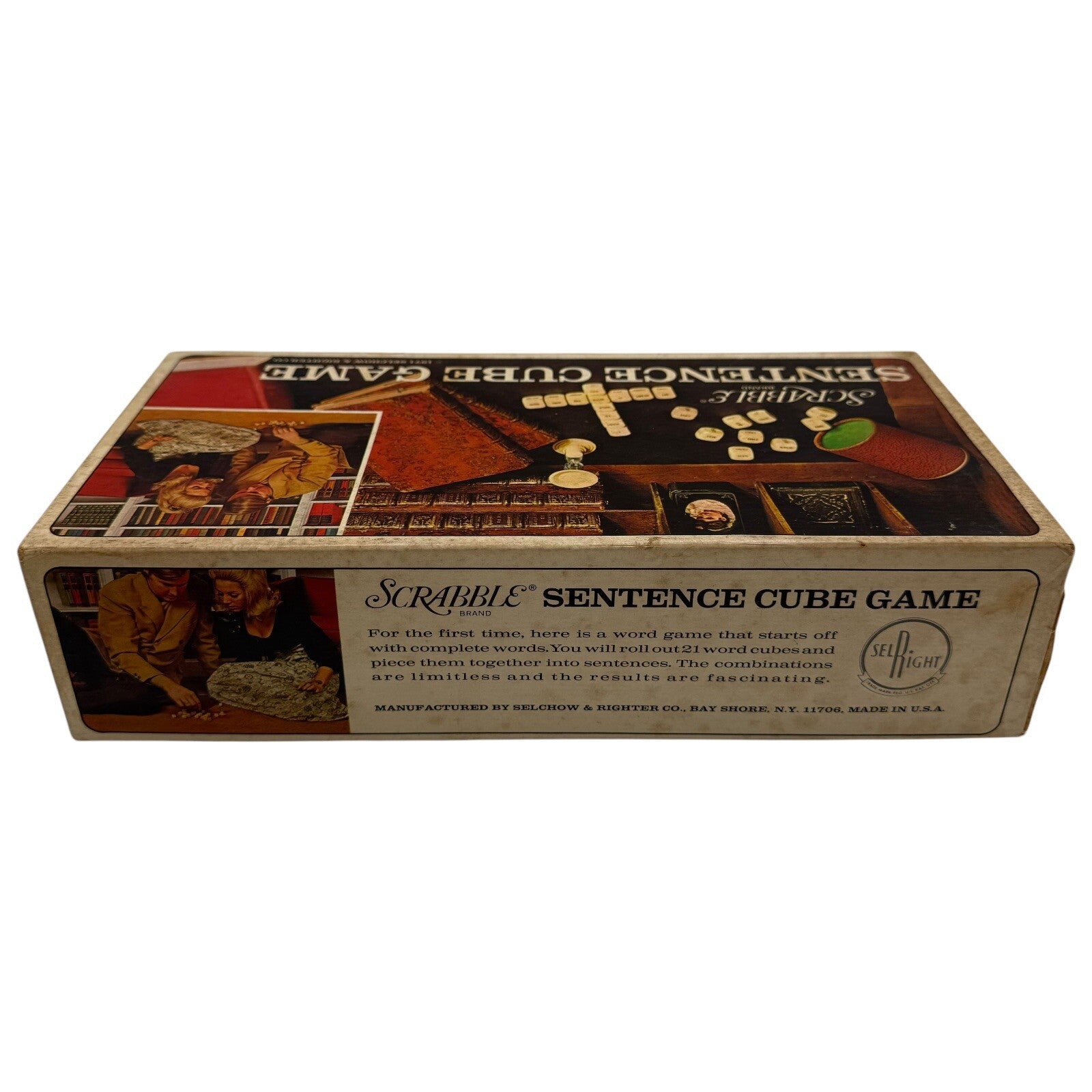 Scrabble Sentence Cube Word Game – 1971 Vintage Wooden Dice Set