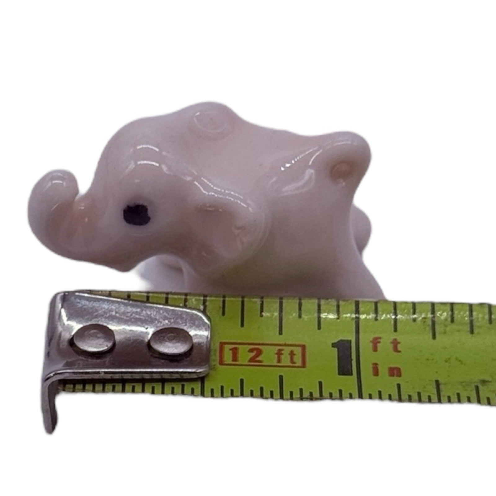 Vtg Miniature Pale Pink Ceramic Elephant Figurines - Family Set of 2 Germany