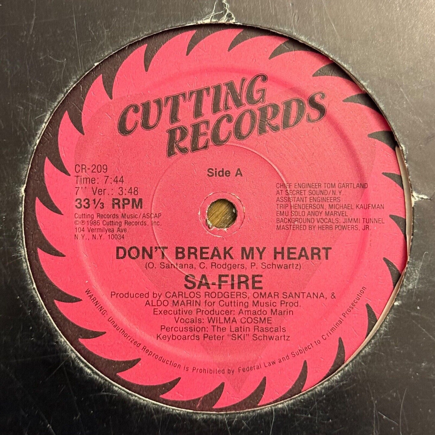 Sa-Fire Don't Break My Heart Single 12" Vinyl Record