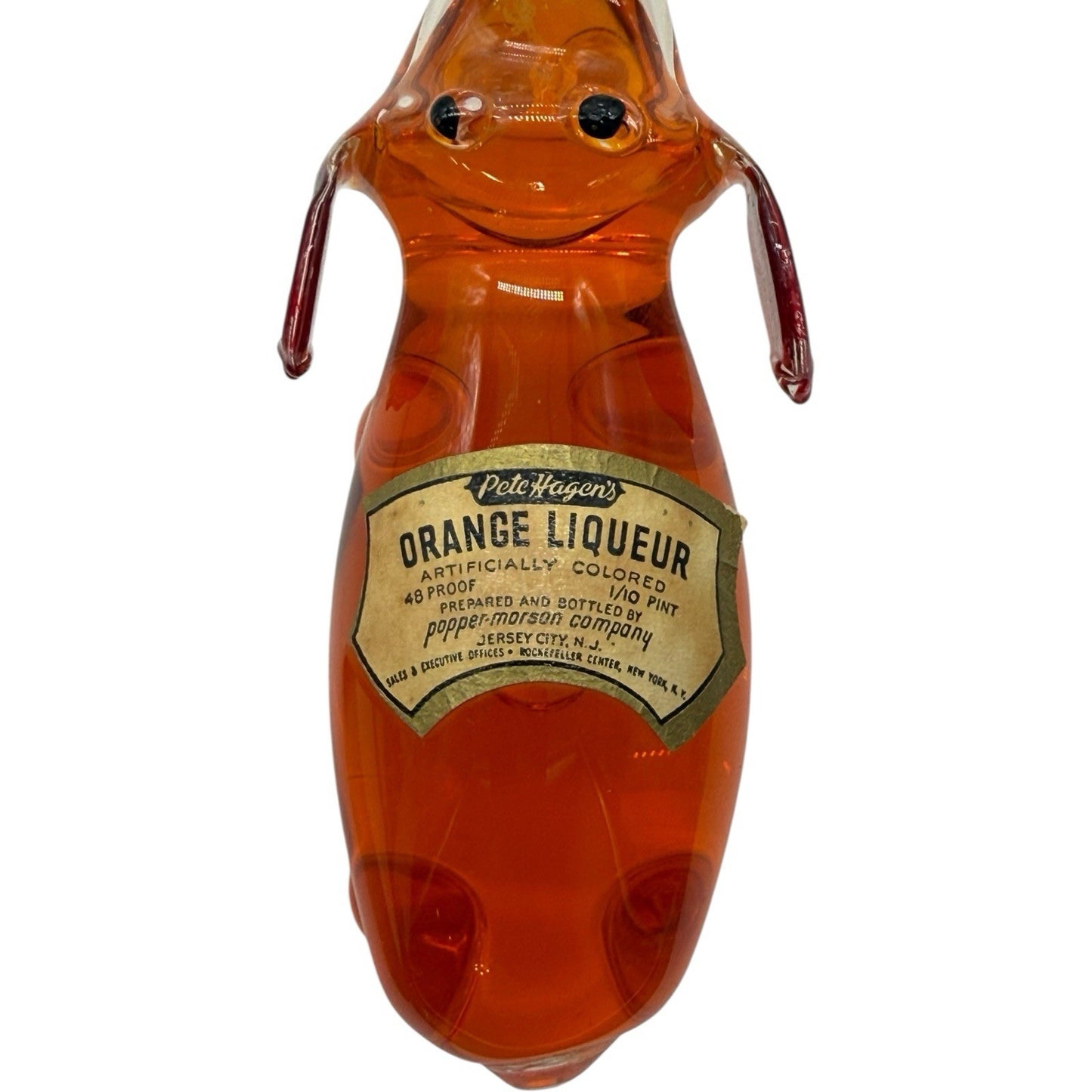 Vintage Pete Hagens Elephant Bottle - Orange Glass Miniature Decanter 1997