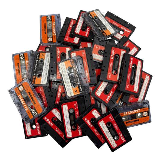 Vintage Cassette Tapes Lot of 35 – 60 Min Pre-Recorded Audio Mixed Brands 60s–80