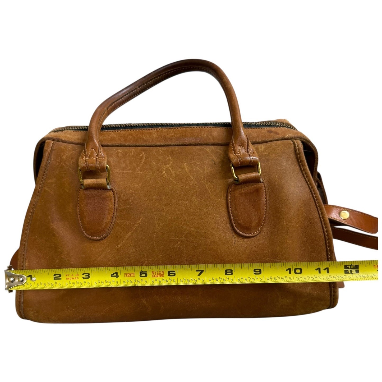 Vintage 80s Coach British Tan Leather Broadway Satchel Shoulder Bag Brown