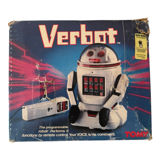 TOMY Verbot Voice Control Robot with Remote and Box – Vintage 1980s AS-IS