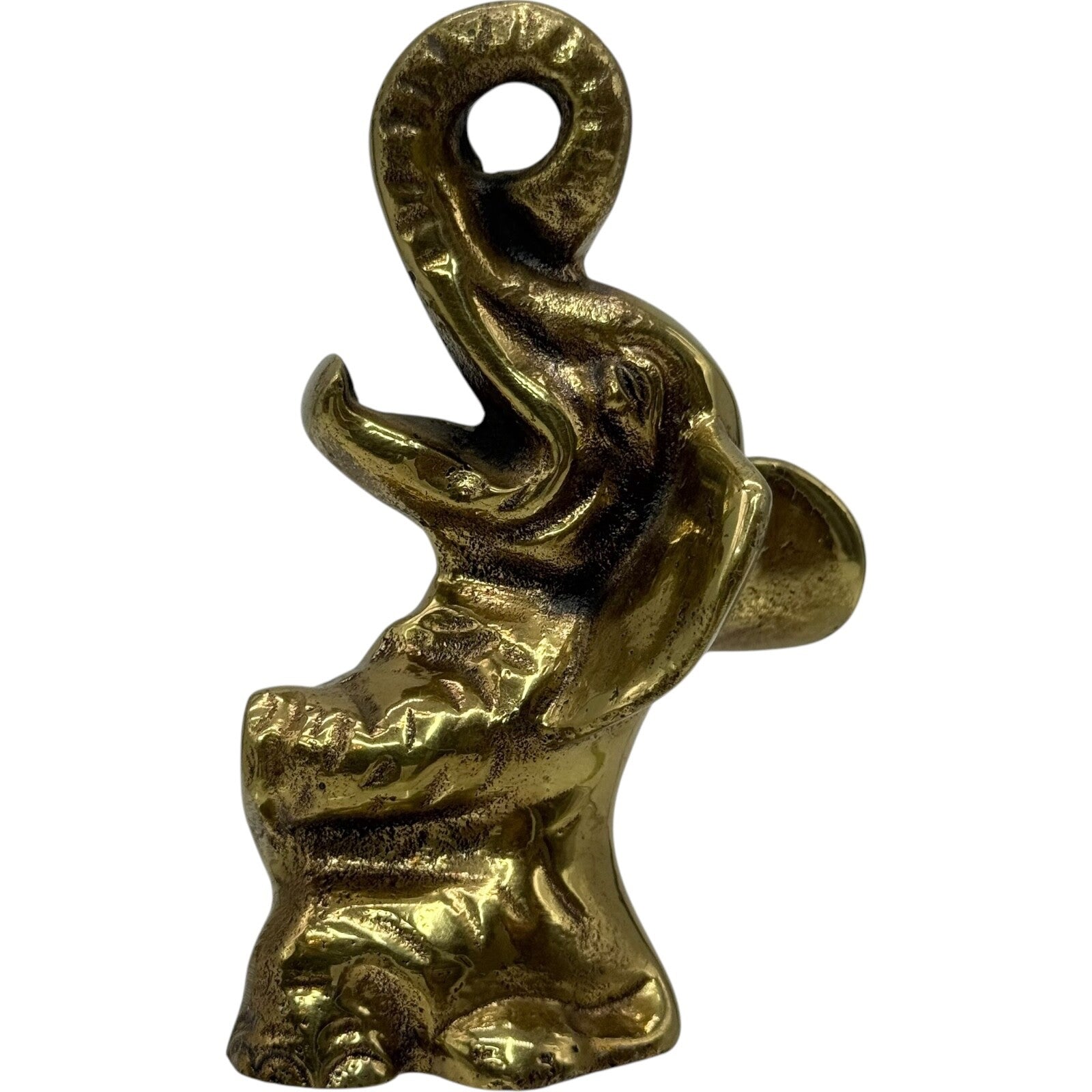Vintage Gold John Wright Cast Iron Elephant Bottle Opener 1940s -  Rare