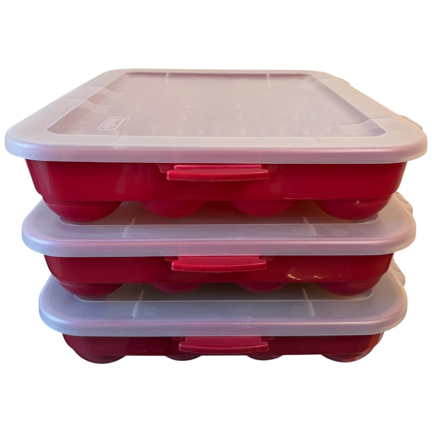 Sterilite 1976LAB Ornament Case Set of 3 Red Plastic 20-Count Storage Trays