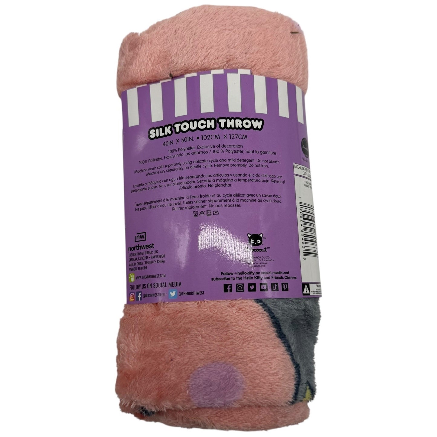 Chococat Sanrio Silk Touch Throw Blanket Pink Gray Purple Choco Time