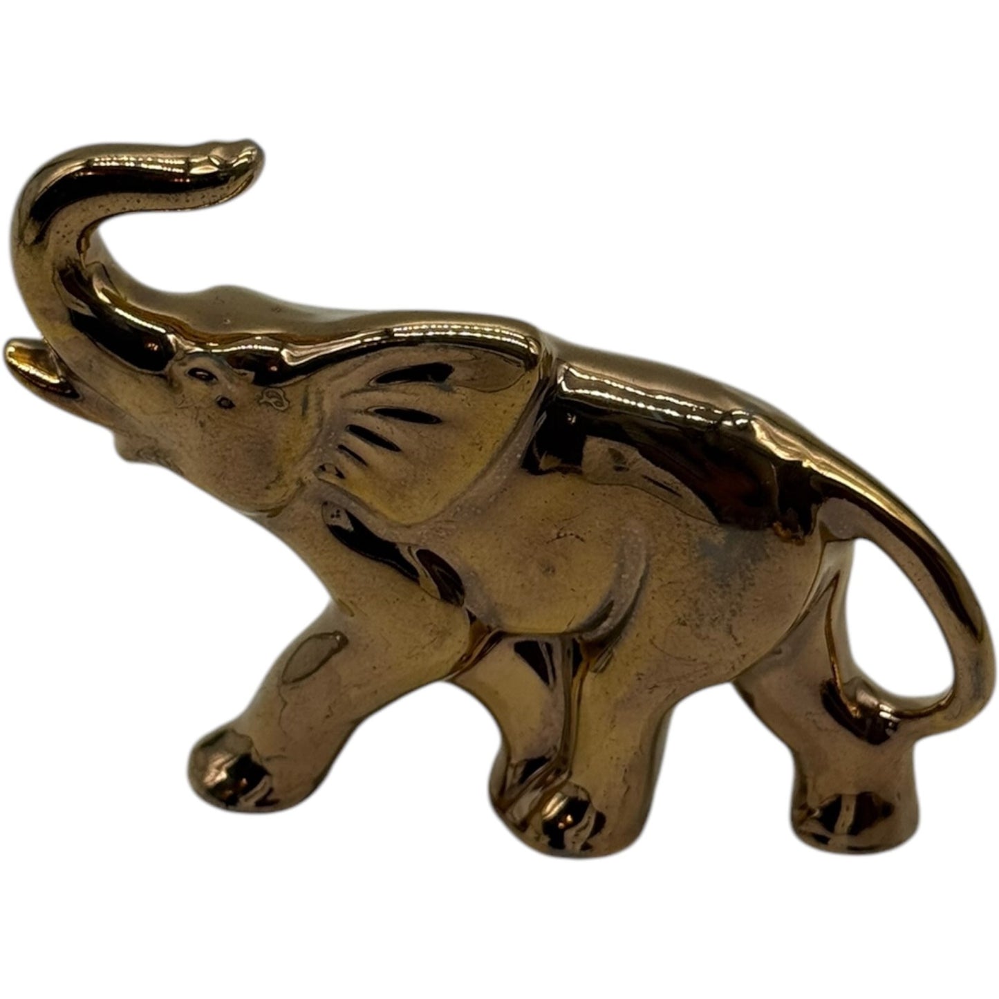 Vintage Gold Ceramic Elephant Family Figurines 3 Pc Set Display Japan