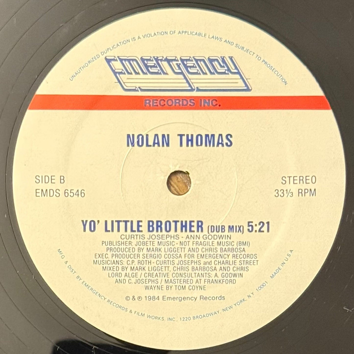 Nolan Thomas - Yo! Little Brother (1984 Vinyl 12" Single Records)  Electronic
