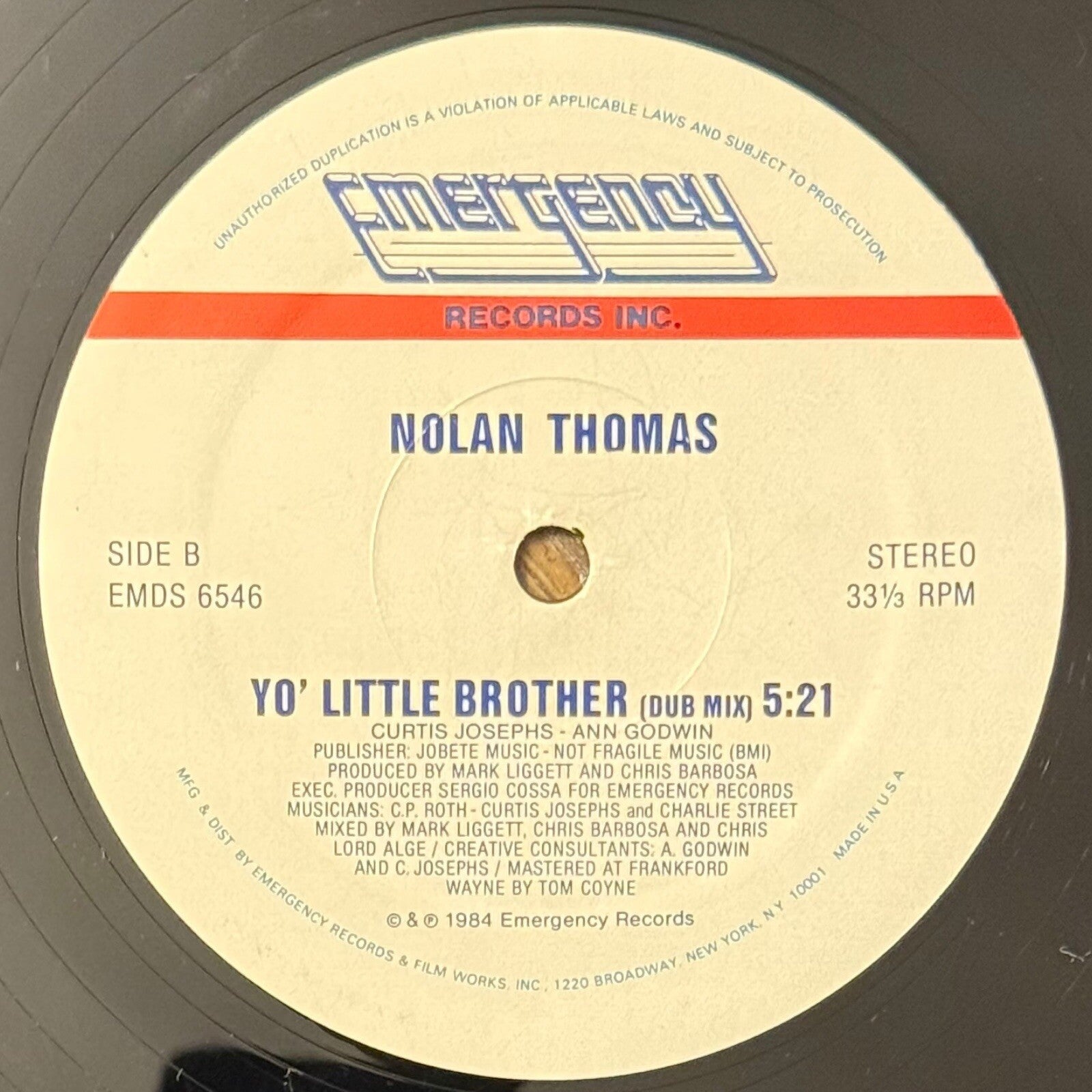 Nolan Thomas - Yo! Little Brother (1984 Vinyl 12" Single Records)  Electronic