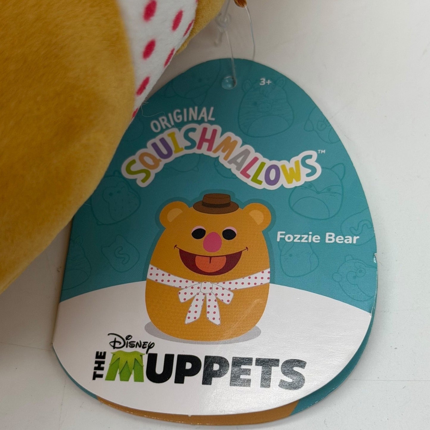 Disney Muppets Fozzie Bear Squishmallows Plush Brown Hat Polka Dot Bow