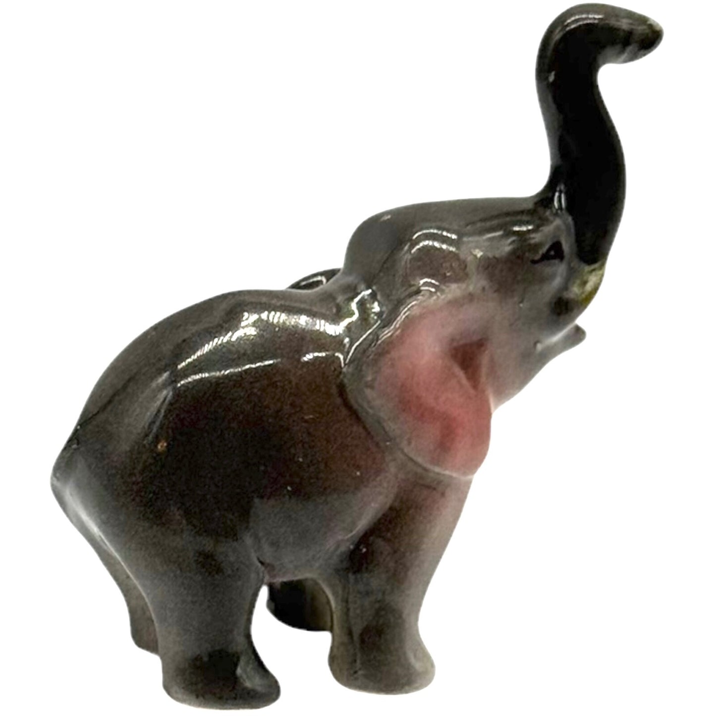 Vintage Ceramic Elephants Family Figurine - 2 Adults & 1 Baby - Trunks Up