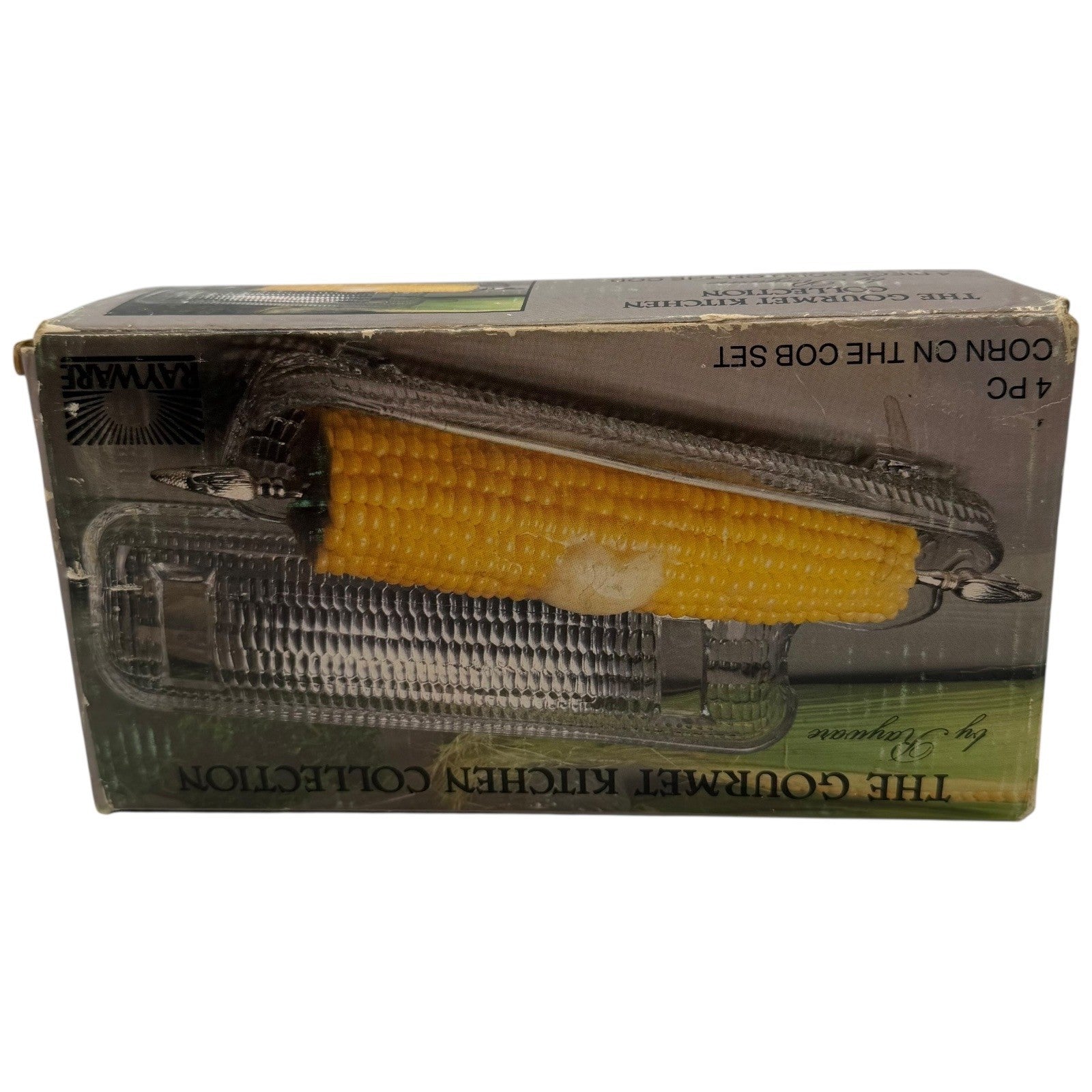 Rayware 4 Piece Corn on the Cob Set Glass Serving Dish Butter Tray