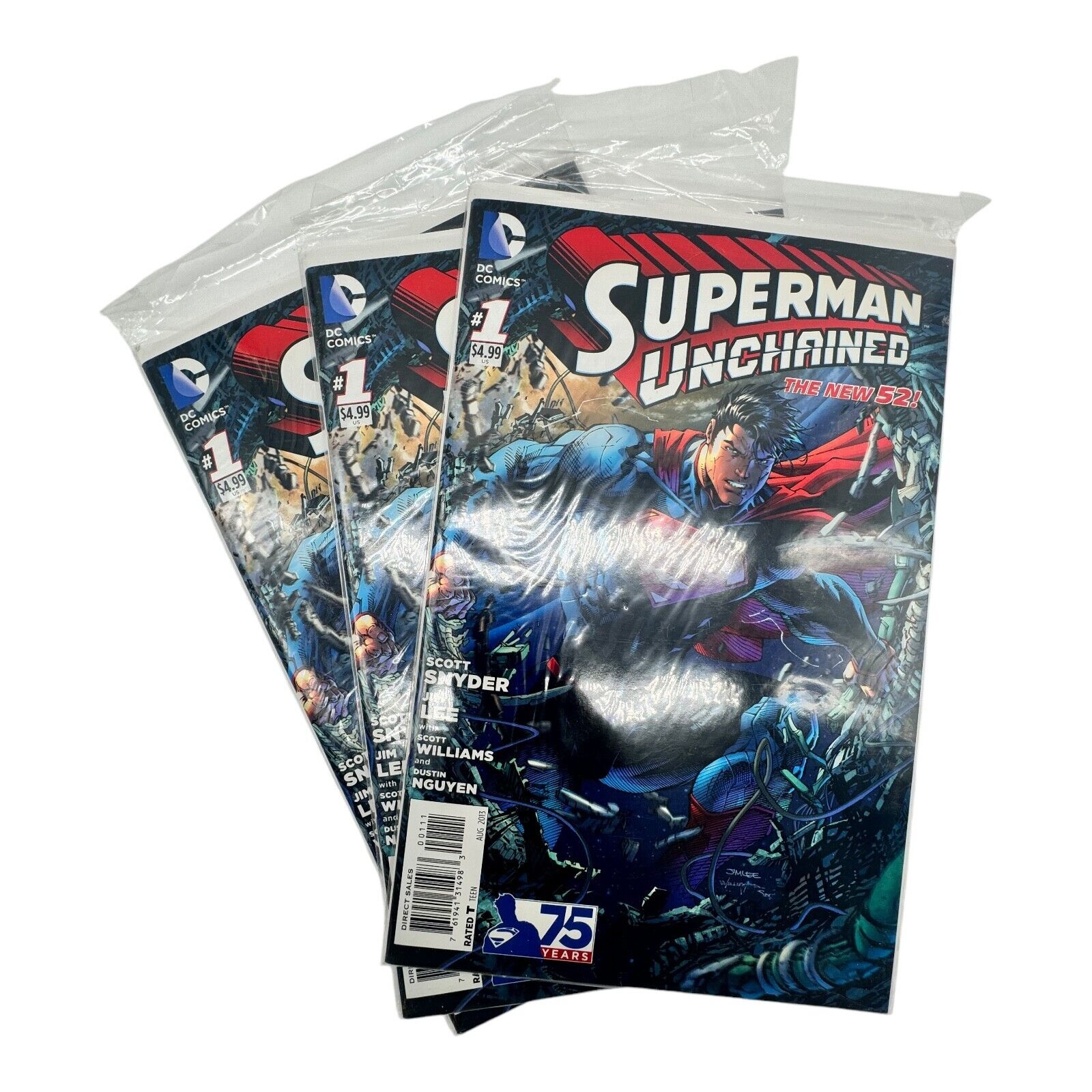 Superman Unchained #1 DC COMICS - THE NEW 52! - AUGUST 2013 - 75 YEARS Lot of 3