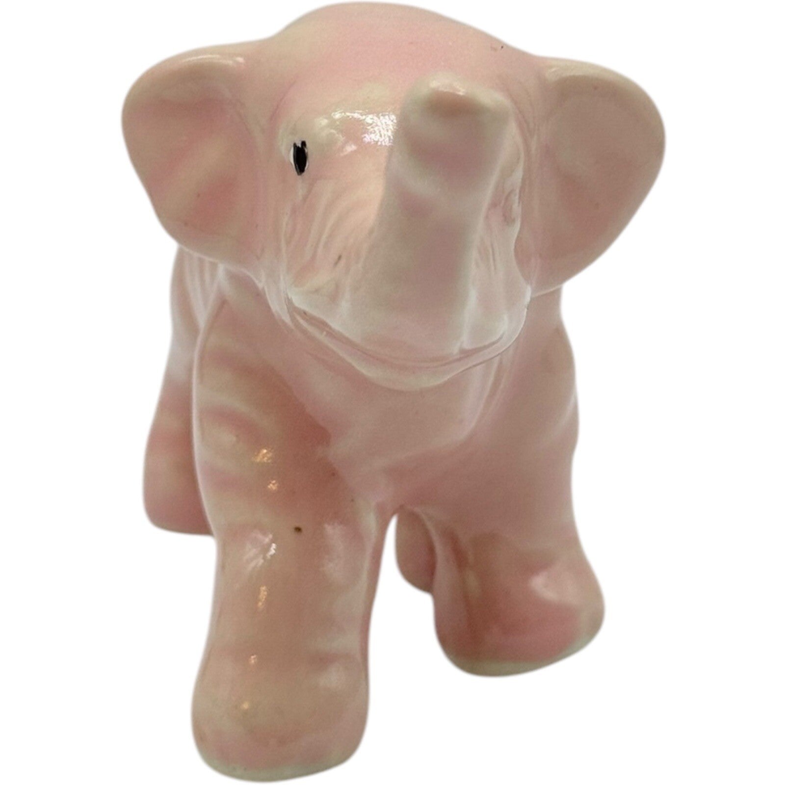 Pink Elephant Figurine Ceramic Animal Statue Home Decor Shelf Display
