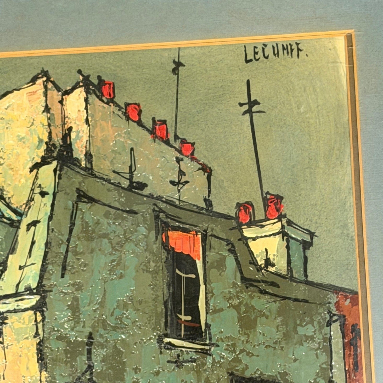 Vintage Framed Paris Street Scene Signed Le Cunff 1960s