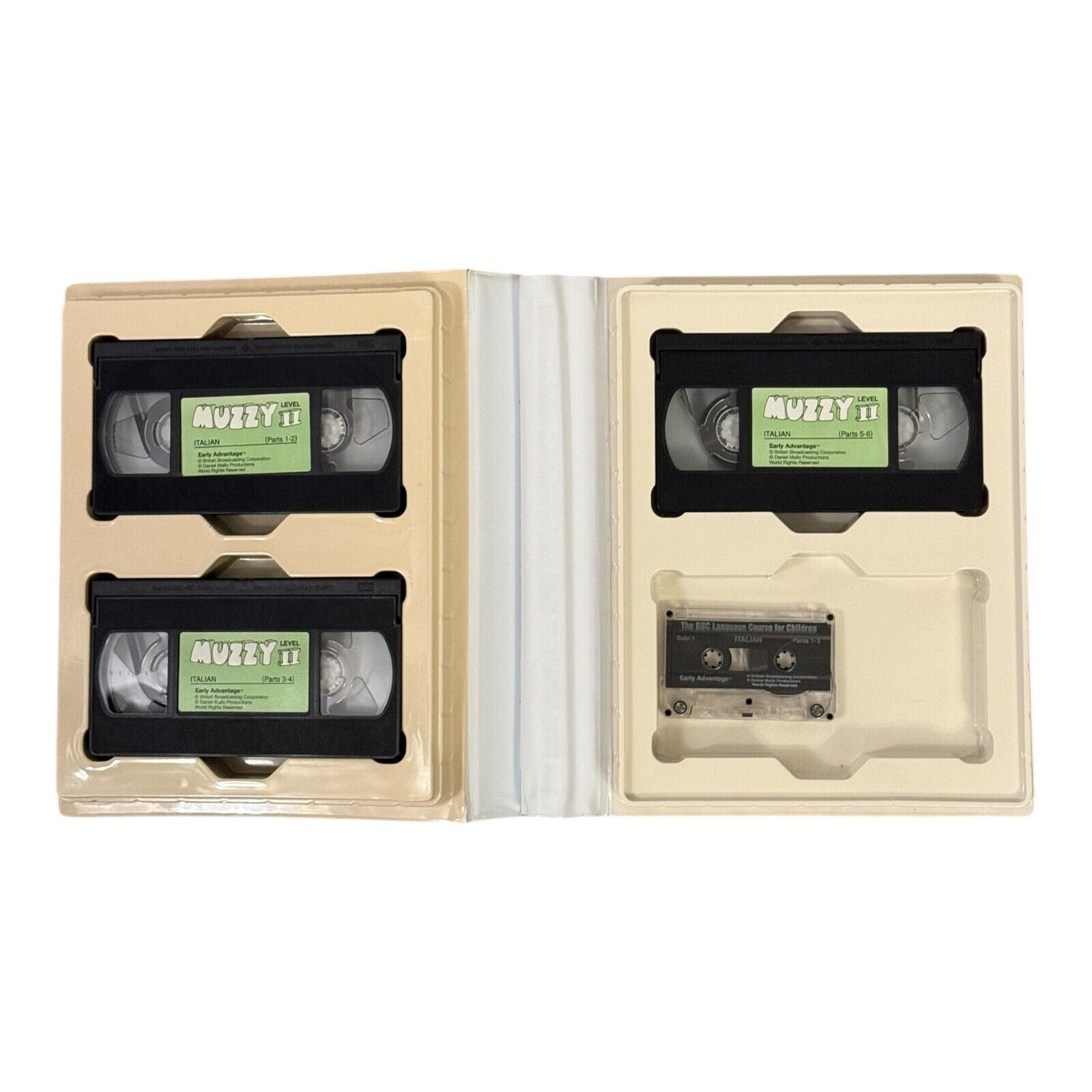 BBC Muzzy Italian Language Course Set – 4 VHS, Cassettes, Workbooks, CD Vintage