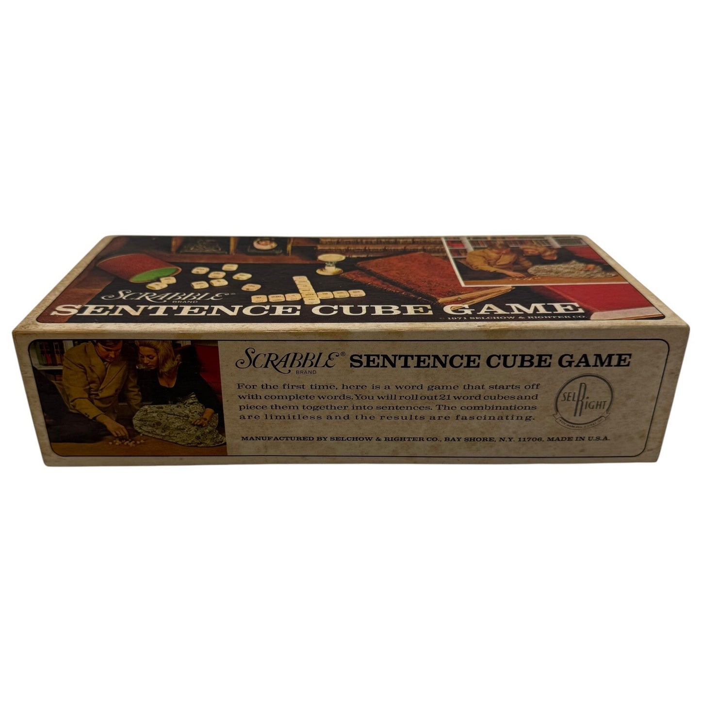 Scrabble Sentence Cube Word Game – 1971 Vintage Wooden Dice Set