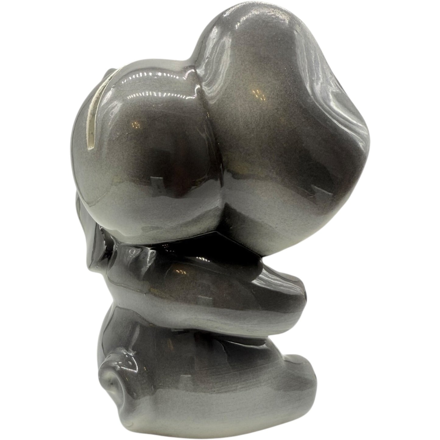 Vintage Handmade Ceramic Elephant Bank | Hand-Painted 1950s | Sitting Figurine