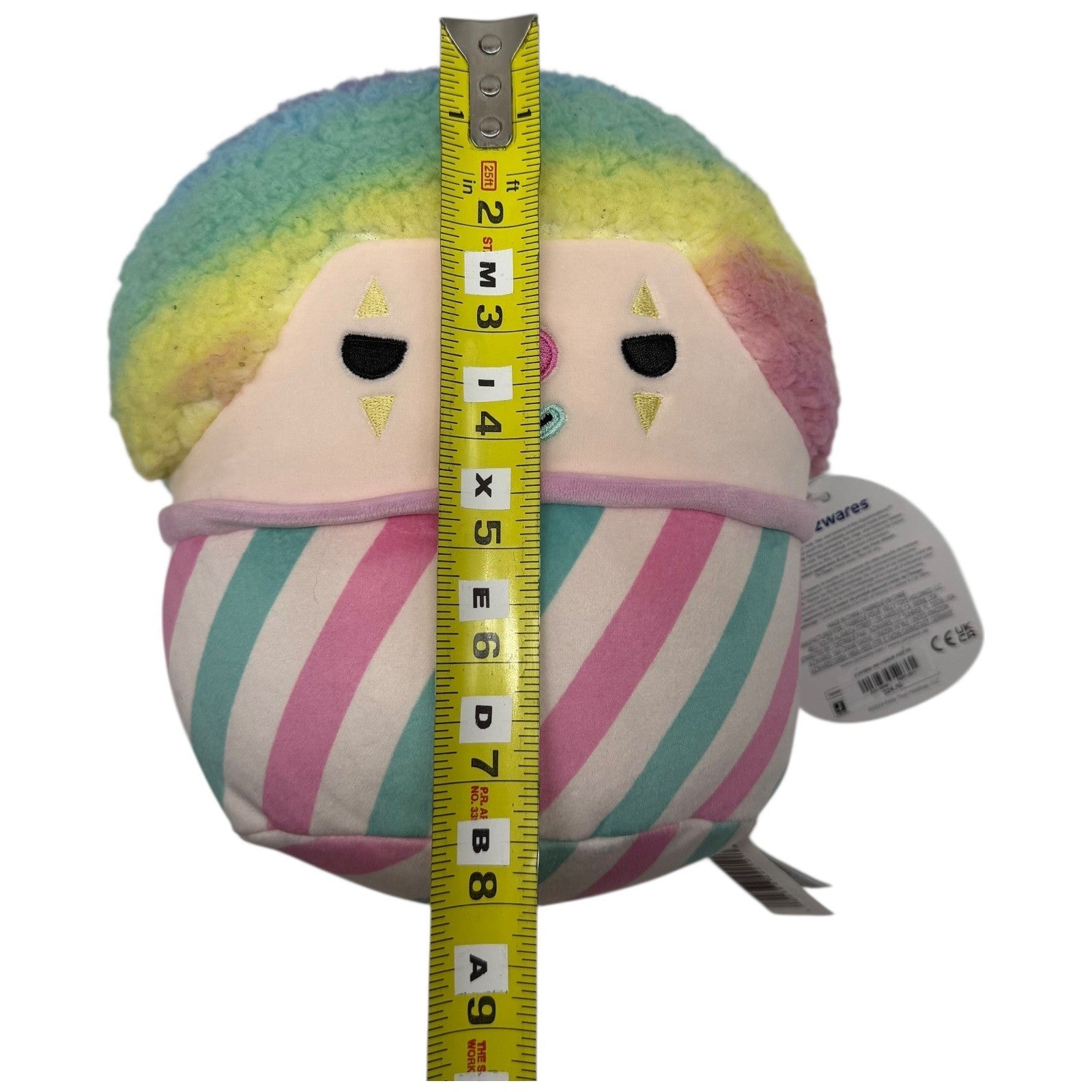 Squishmallows Declan Clown Rainbow Hair Stripes Plush Stuffed Animal Toy