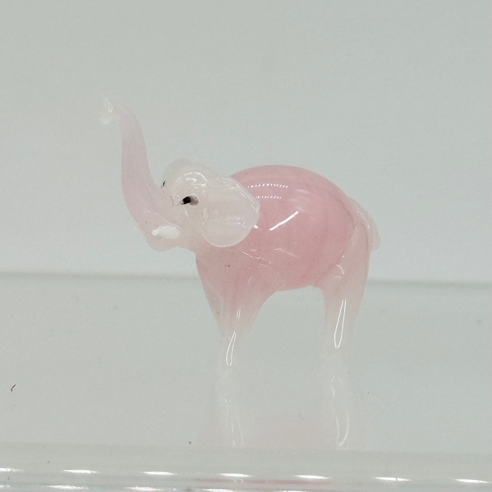 Pink Glass Elephant Figurine Hand Blown Art Glass Animal Collectible Decor