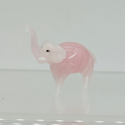 Pink Glass Elephant Figurine Hand Blown Art Glass Animal Collectible Decor