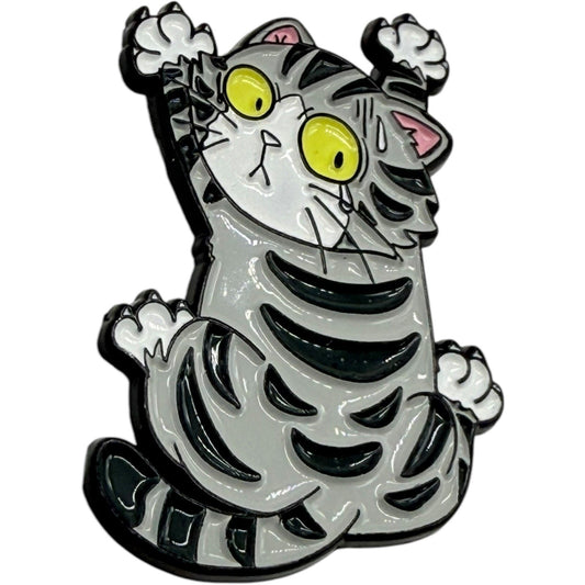 Cute Anxious Cat Enamel Pin Funny Kitten Brooch Lapel Pin Cartoon Badge