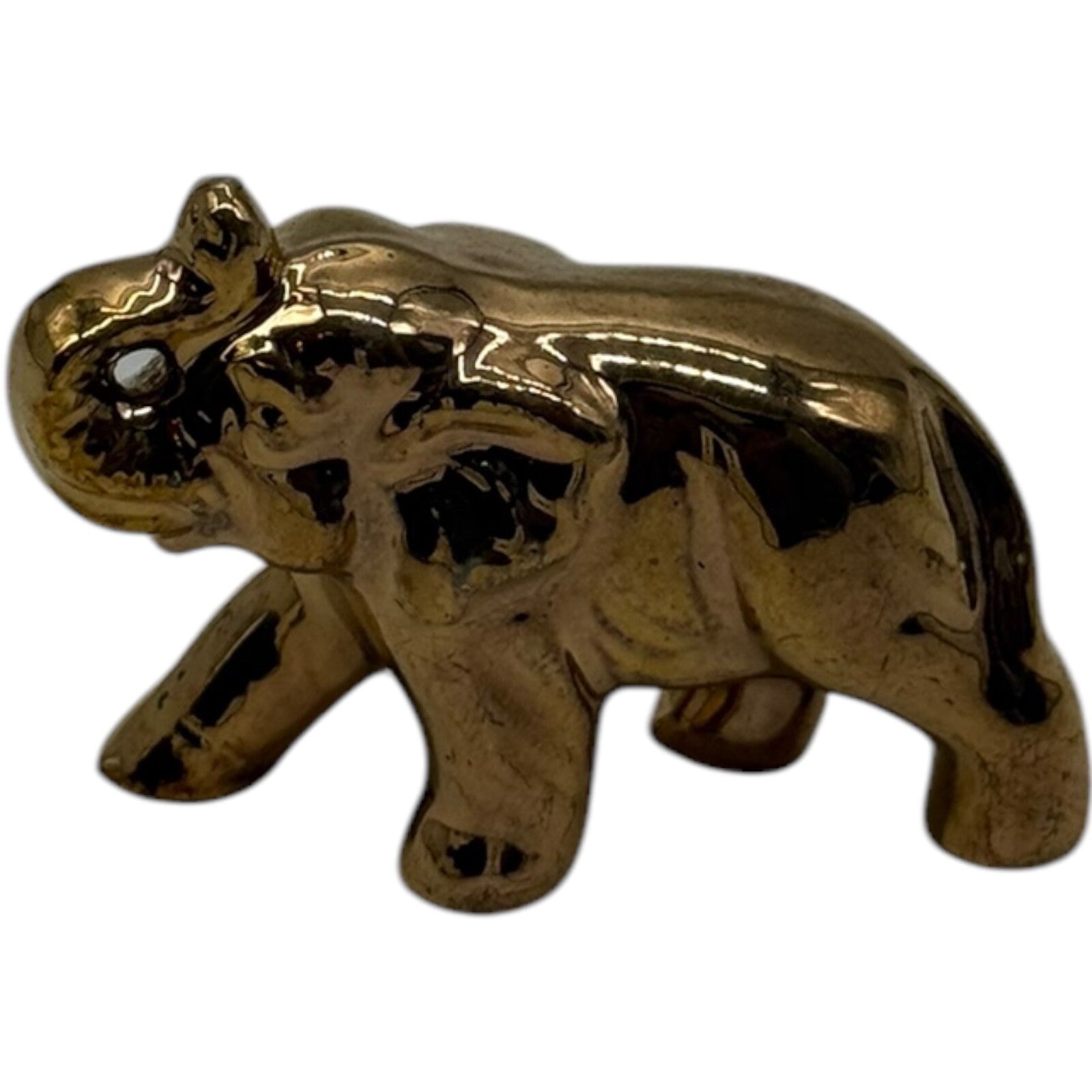 Vintage Gold Ceramic Elephant Family Figurines 3 Pc Set Display Japan