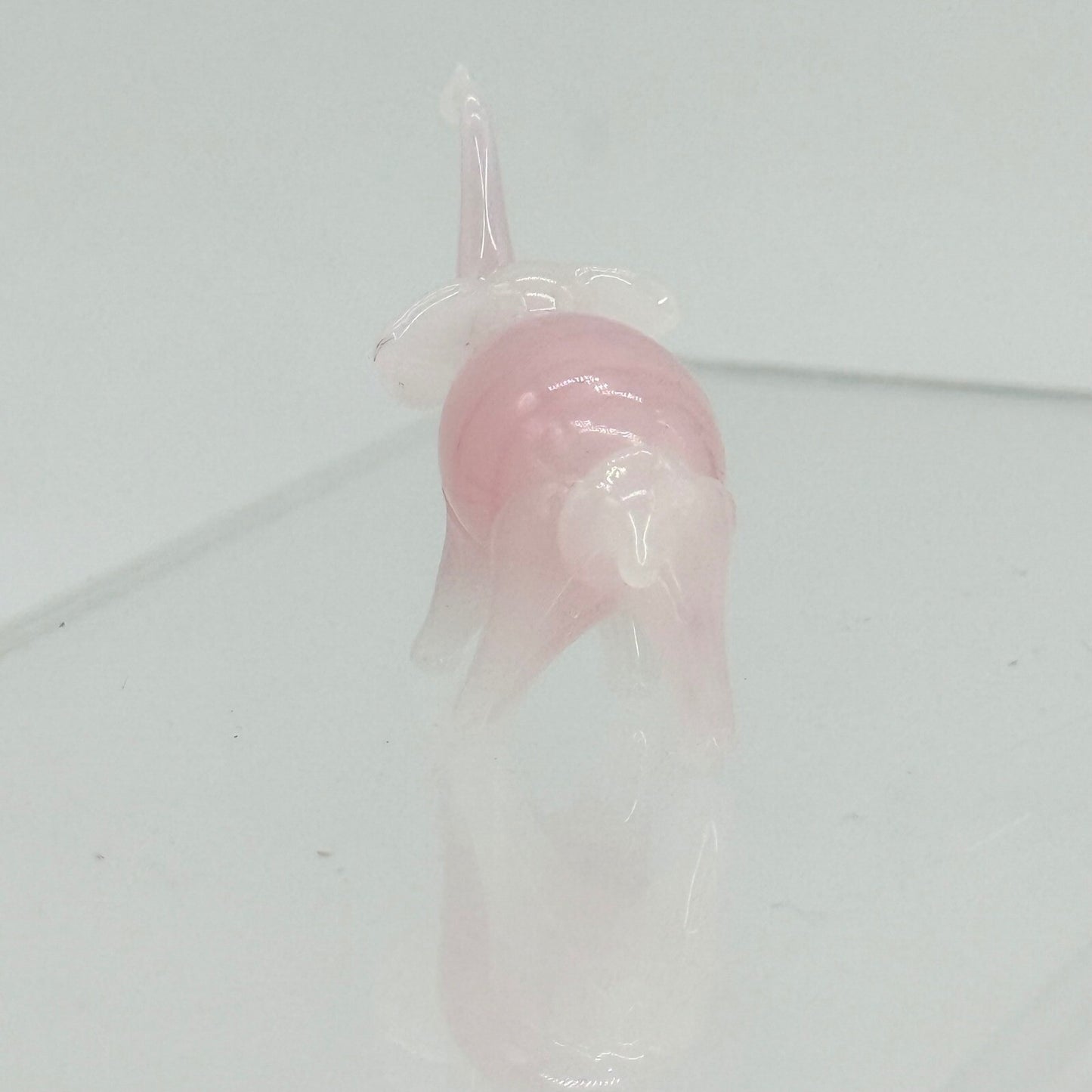 Pink Glass Elephant Figurine Hand Blown Art Glass Animal Collectible Decor