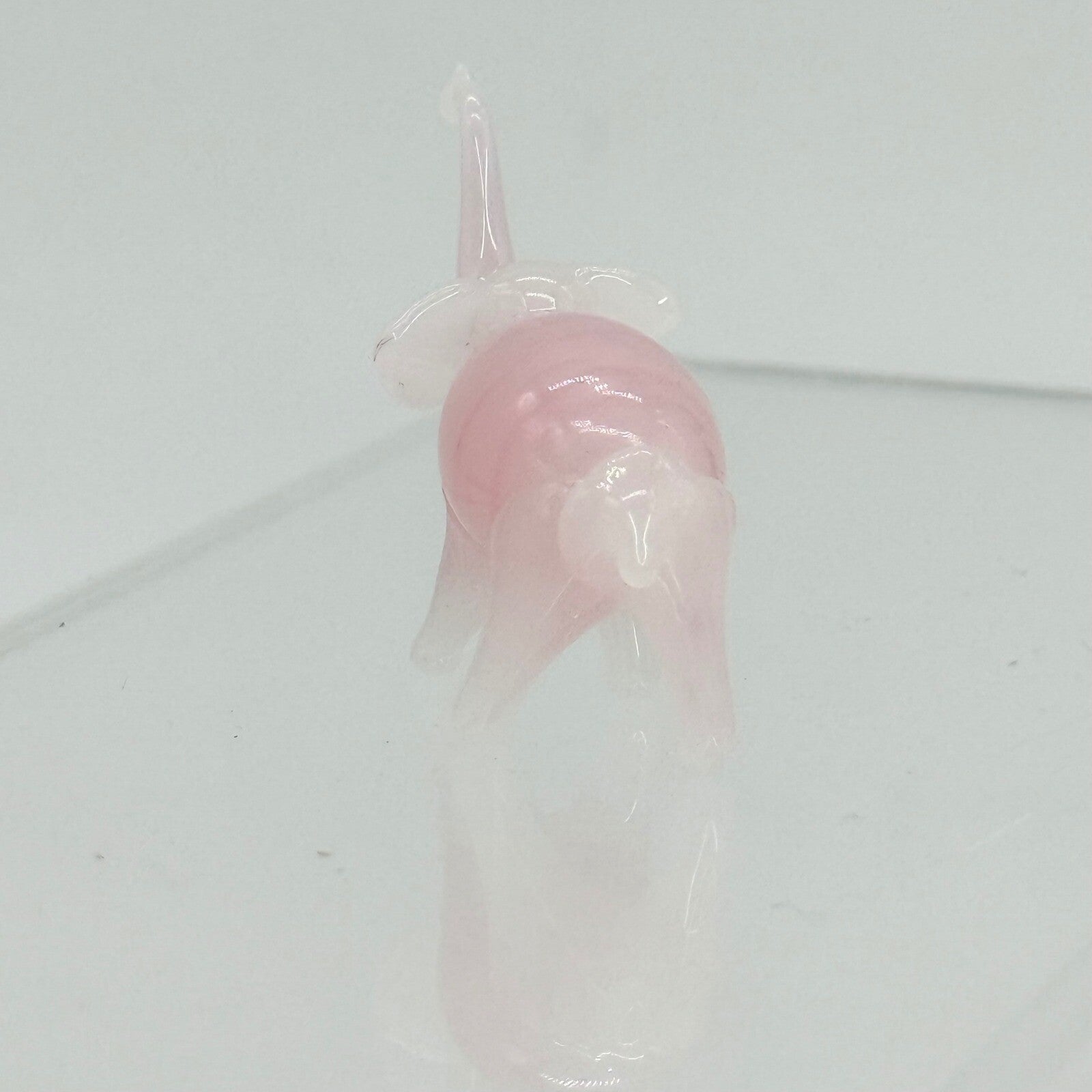 Pink Glass Elephant Figurine Hand Blown Art Glass Animal Collectible Decor