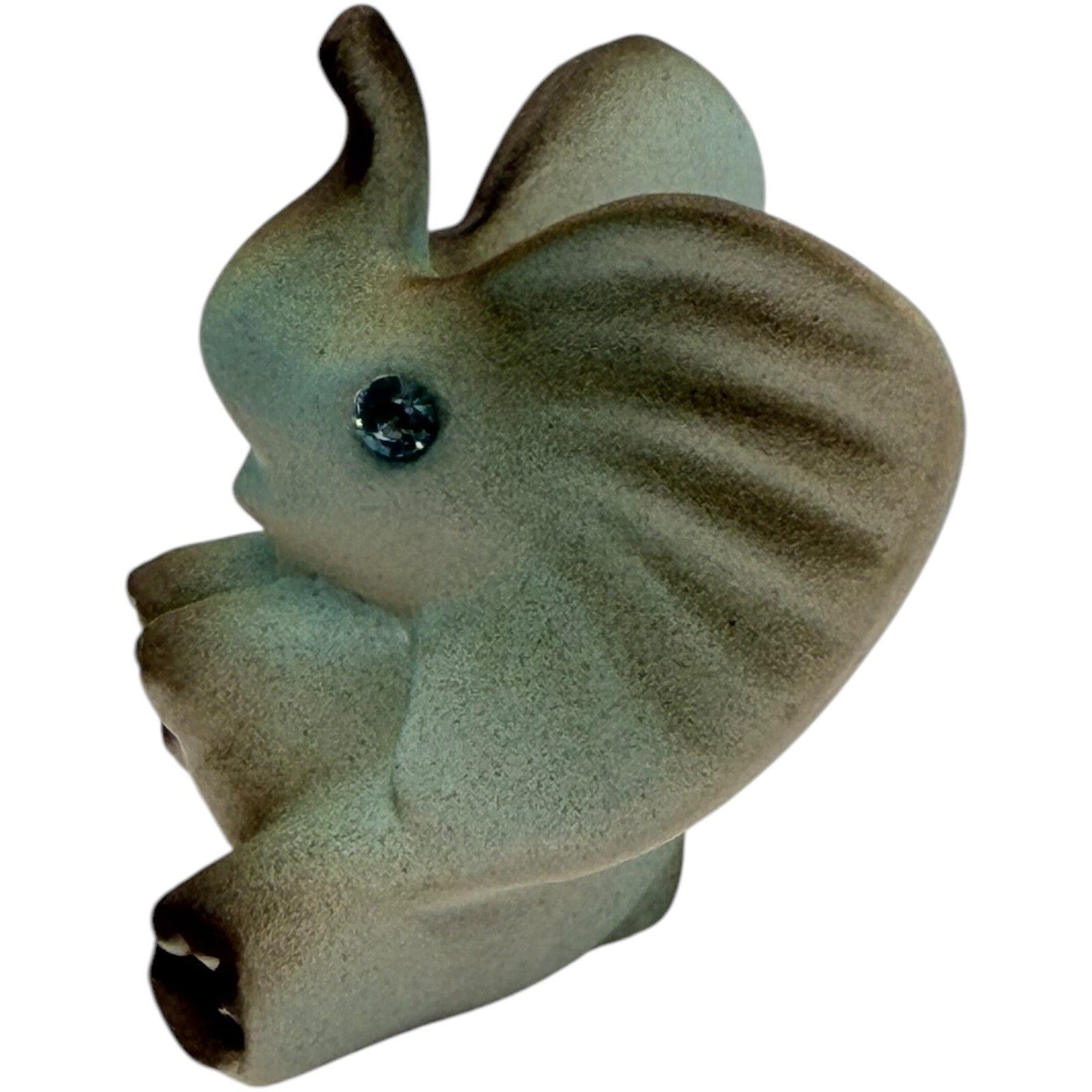 Elephant Figurine Rhinestone Eyes Home Decor Shelf Sitter Statue Cute