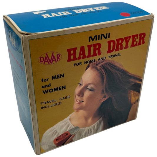 Davar Mini Hair Dryer Model 1345 For Home Travel Compact Lightweight Heated